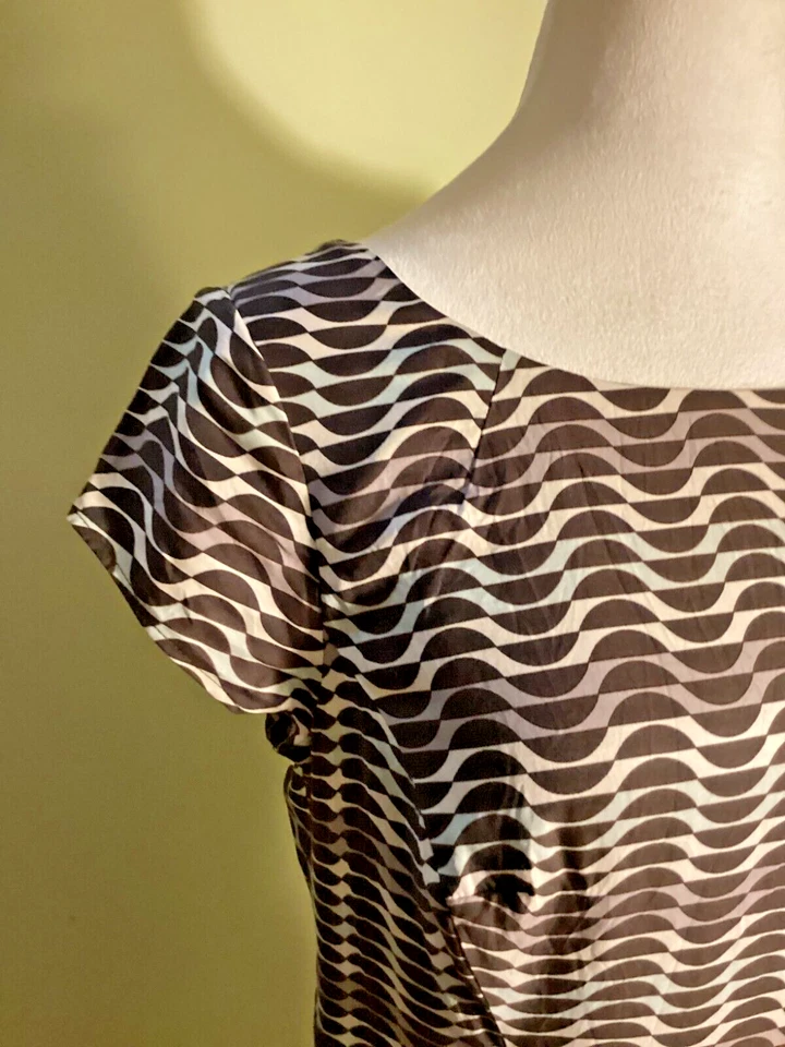 Boden Kensington геометрический шелк смесь с подкладкой крышка рукав Shift платье размер 6R - Изображение 4 из 4