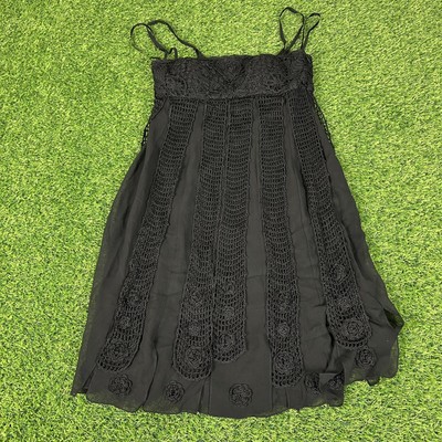 Cache Damen schwarzes besticktes Trägerkleid Größe 2