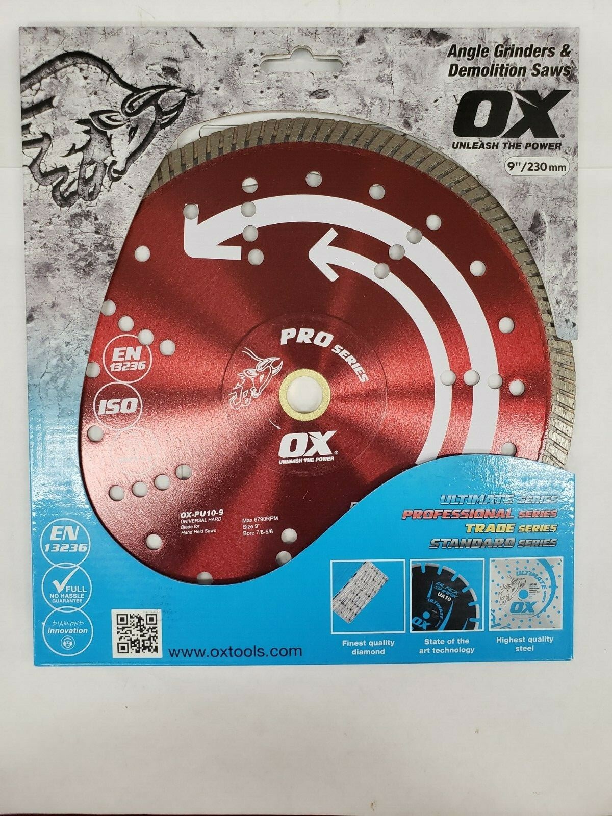 Ox Tools OX-PU10-9 Pro Series Hard Turbo Diamond Blade 9" w/ 5/8"-7/8" Bore