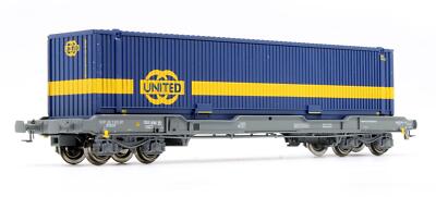L.S. MODELLE 'HO' SPUR 30 141 SNCF DREHGESTELL FLACHWAGEN MIT 'UNITED' 45' CONTAINER