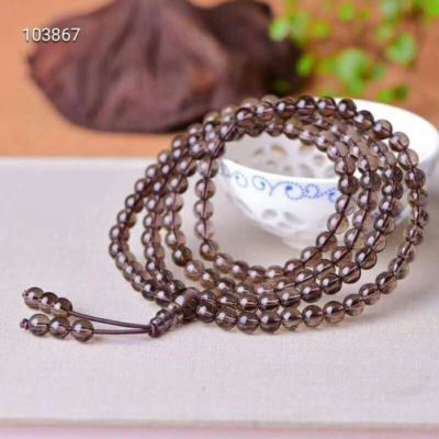 Natural Smoky Quartz Brown Gemstone 108 Prayer Beads Bracelet Necklace 6mm AAAA