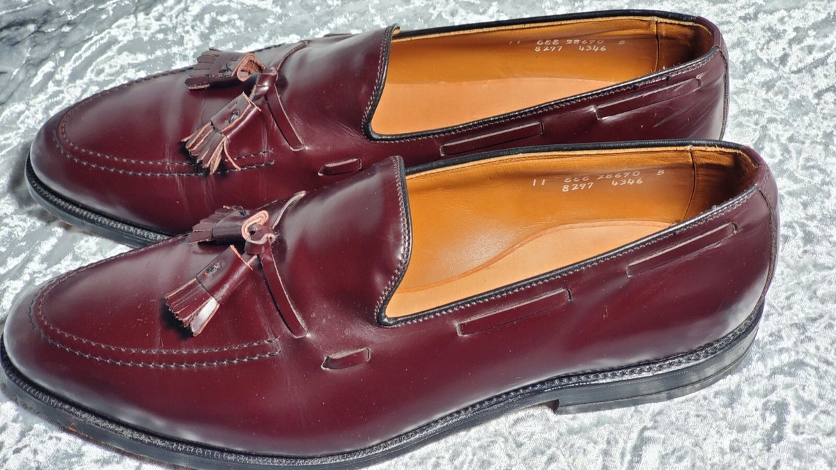 ALLEN EDMONDS Size 11 Burgundy Brogue Leather Eyelash Tassel