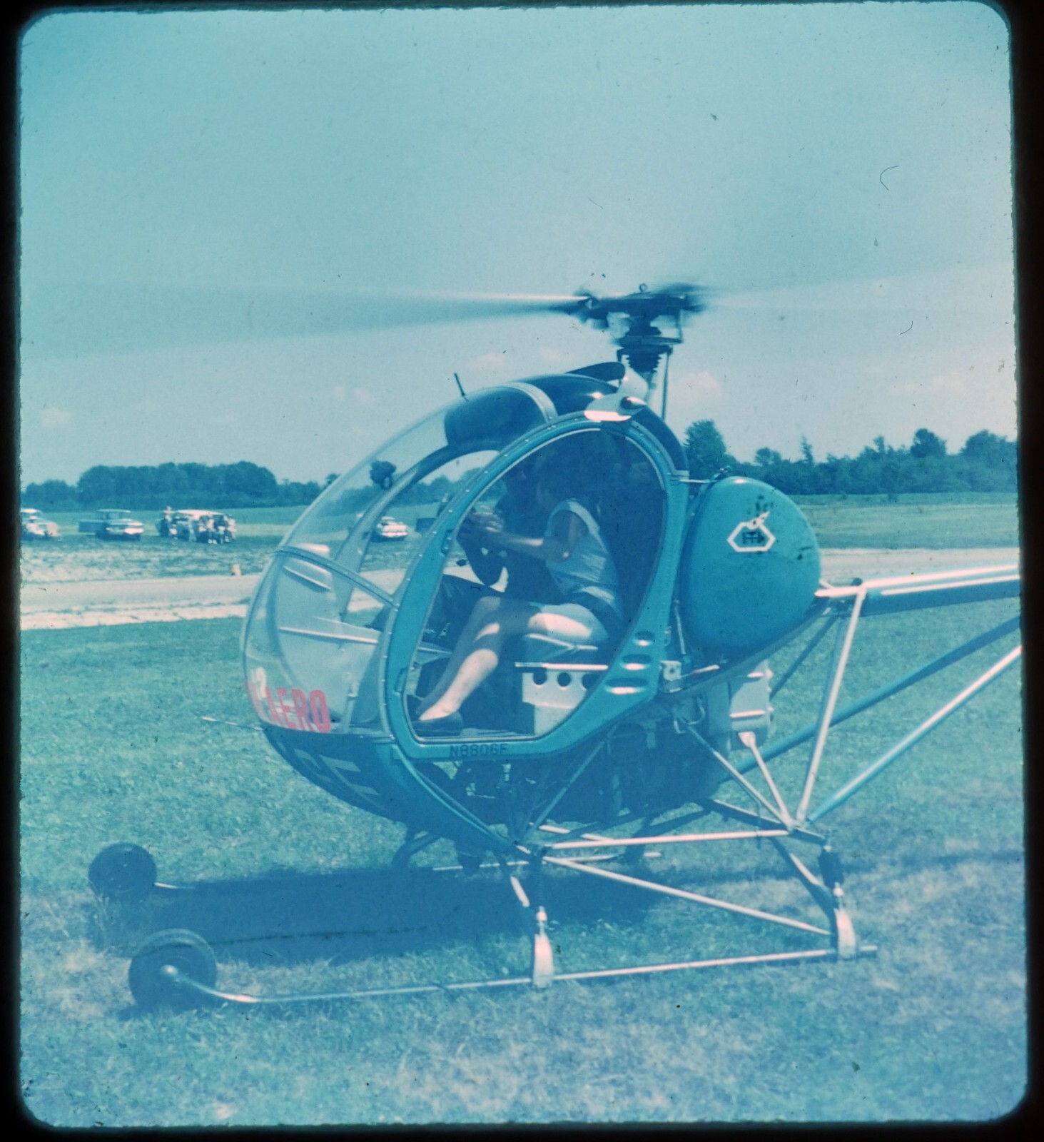 4x Stereo realist slides - AERIAL Aero Helicopter N8806F - 1950s Kodachrome