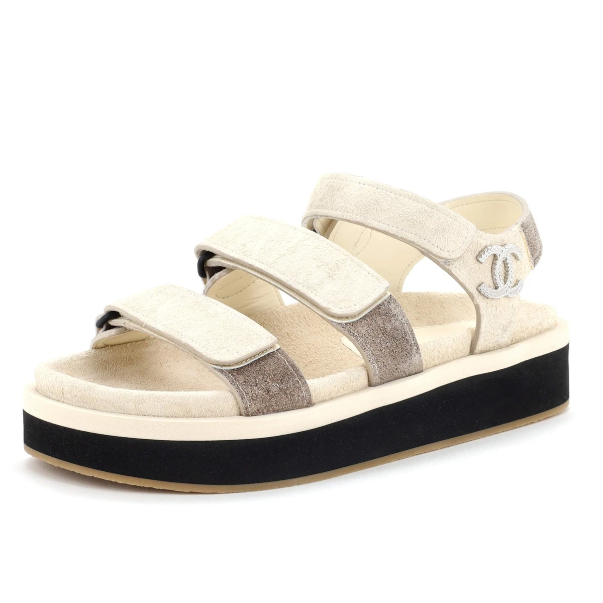 Chanel two strap sandals hot sale