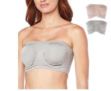Rhonda Shear 2-pack Seamless Underwire Bandeau Bra Gray/Pink 2X PLUS NEW