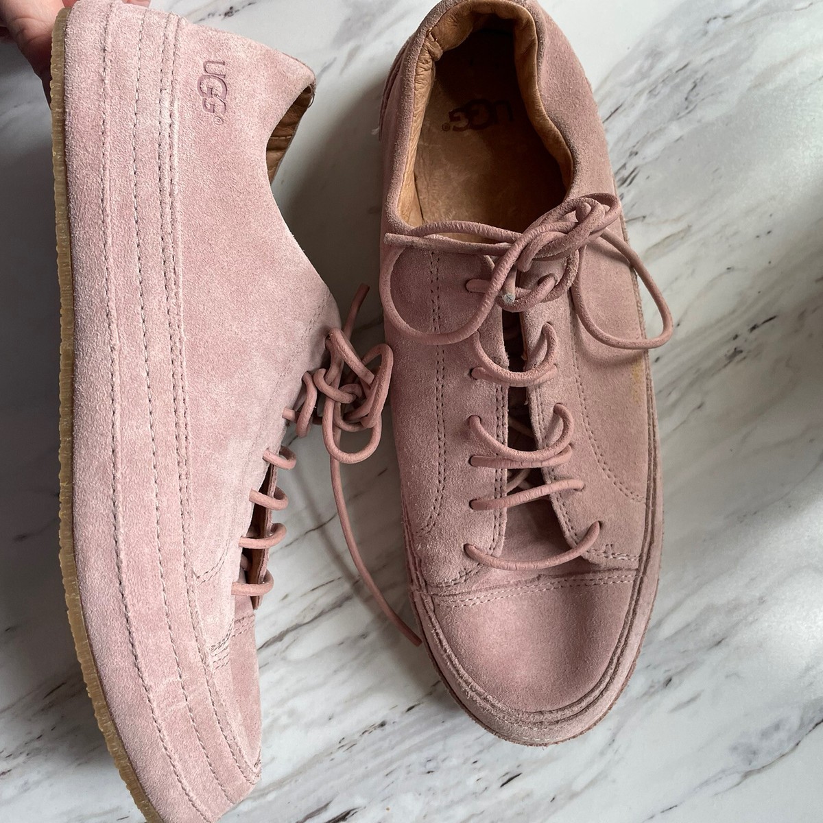 UGG Women's Pink Suede Low Top Lace Up Sneakers Shoes Blake Size