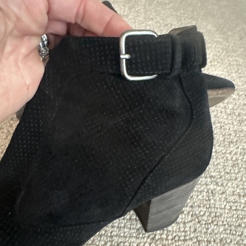 AQUATALIA France Ankle Bootie Perforated Black Suede Leather Side Buckle 8 - Picture 3 of 6