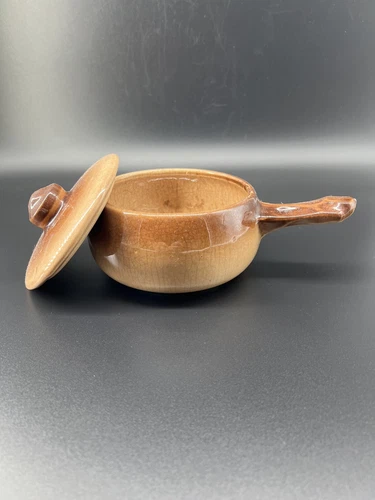 Vintage McCoy Bean Pot Pottery Covered Brown Bean Pot with Lid