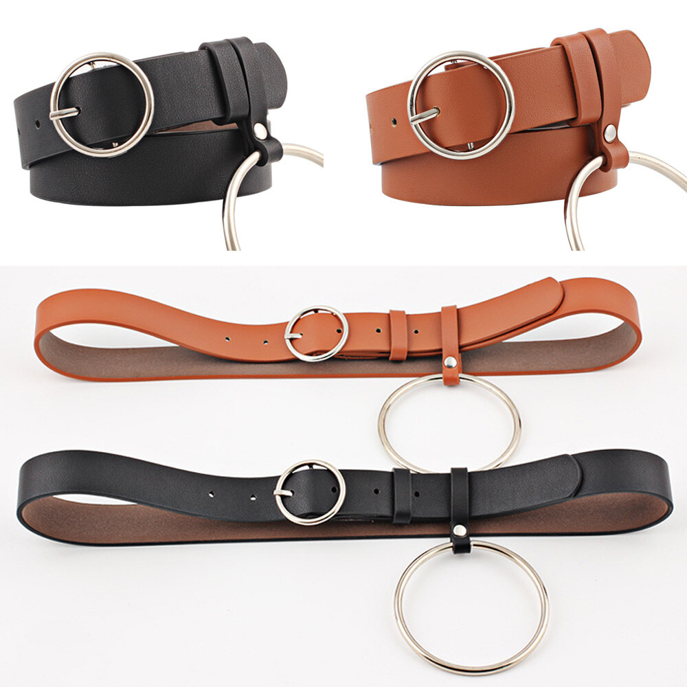 Ladies Metal Pin Big Round Buckle Waistband Women Dress  display picture 1