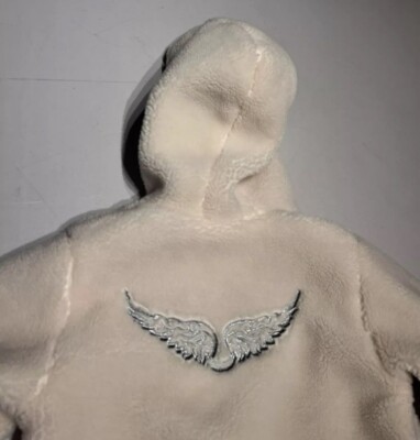 ZADIG VOLTAIRE Jacket Kid's 5 108 Charlie  Beige Fleece Wings Zip Up Hooded Coat