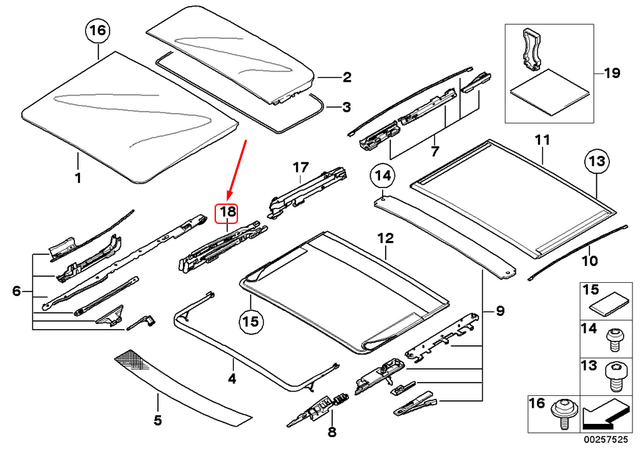54107306685 bmw направляющая люка