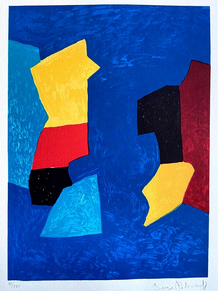Litografía Serge Poliakoff certificado de autenticidad firmado op numerado a lápiz Piet Mondrian Foto 2 de 4