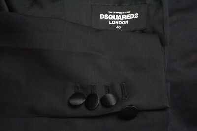 DSquared London One Button Peak Lapel Silk Blend 2 Pc Tuxedo Jacket Pants 38