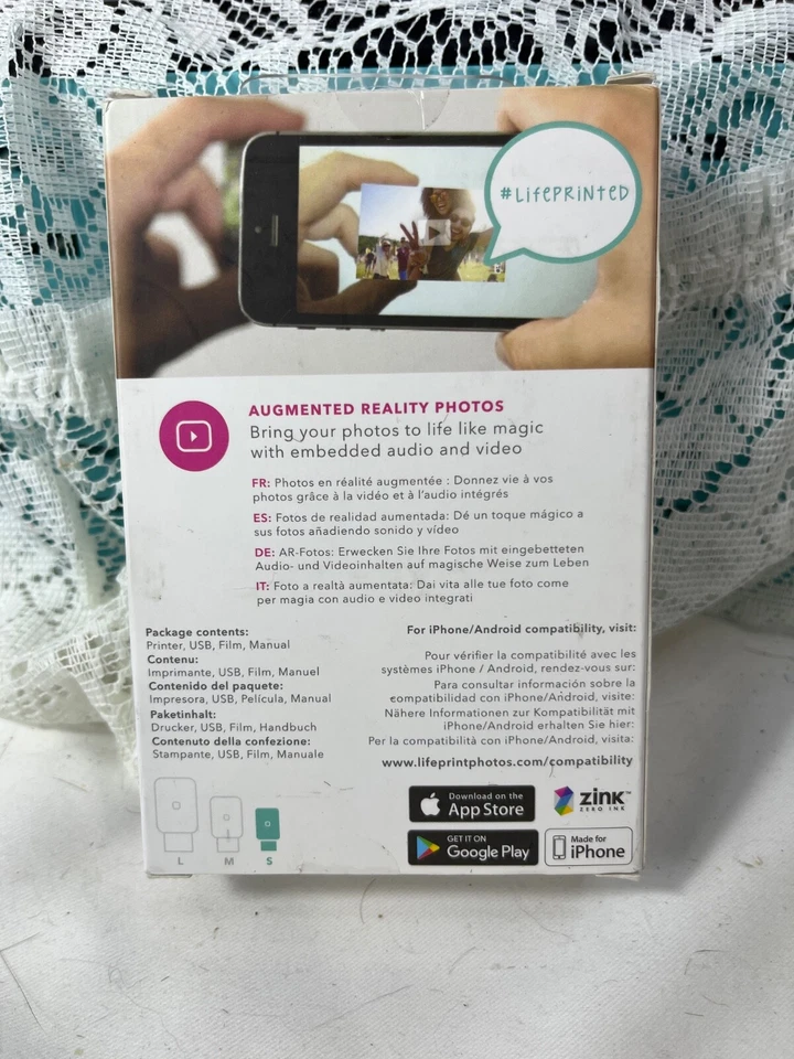 Lifeprint Ultra Slim Video & Photo Printer 2x3, Zink Portable Printer, White - Image 2 of 2