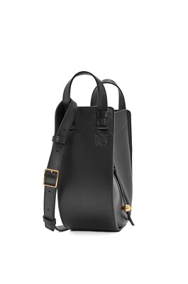 LOEWE Hammock Slice $3350 Black Shiny Leather Handbag New And Authentic