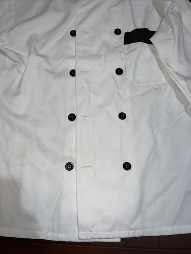 Chef Coat Food Jacket Black White Double Buttons Chest & Sleeve Pocket Size S - Picture 7 of 15