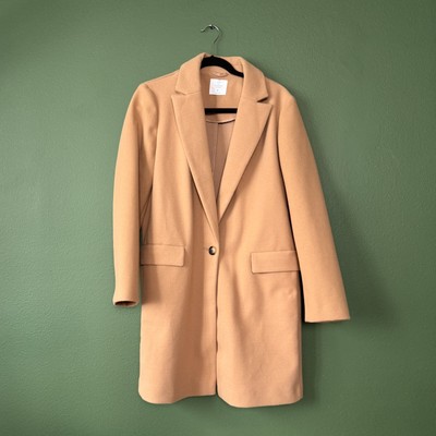 NWOT Primark Tan Single Button Overcoat Size Small