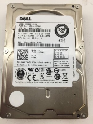Dell 2,5'' SAS 6 Gbps 15K 300GB Festplatte Modell:  MK3001GRRB