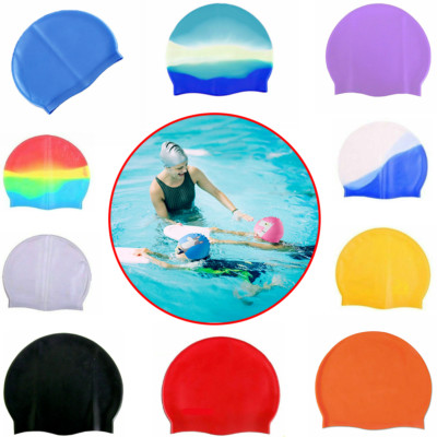 Erwachsene Bademütze robust elastisch Silikon Pool Strand Schwimmen Kopf Kappe Sommer UK