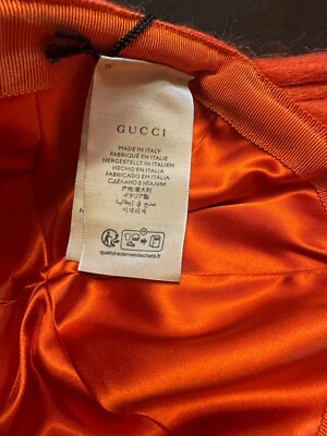 New Authentic Gucci GG Logo Mohair Orange Baseball Hat Size  display picture 3