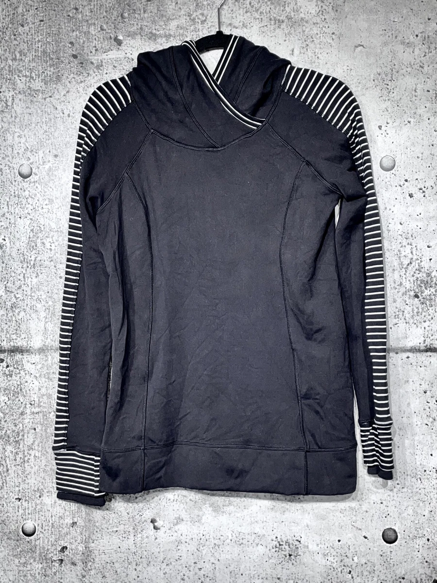 lululemon athletica, Jackets & Coats, Lululemon Parallel Black Navy White  Striped Scuba Hoodie Ii Zip Up Jacket