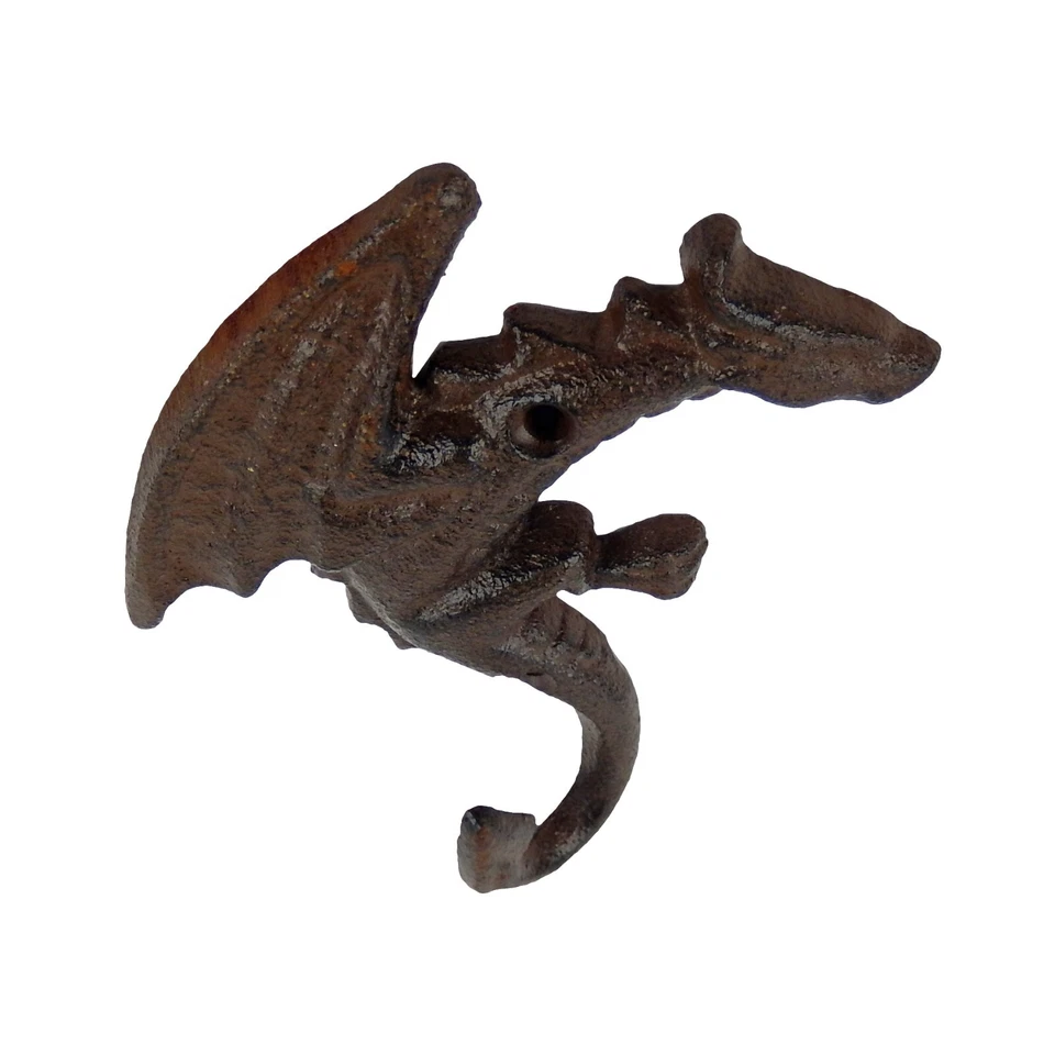 Gancho de pared cola de dragón de hierro fundido llave fantasía toalla abrigo bata percha puerta marrón Foto 3 de 3