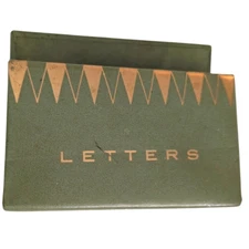 Vintage Stylecraft Letter Holder Green Olive Geometric 1960s 1950s Recipe Napkin