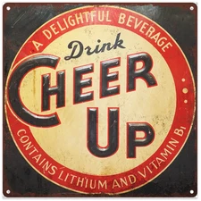 Cheer up Soda Retro Pop Vintage Look Advertising Metal Sign 12 x 12  60054