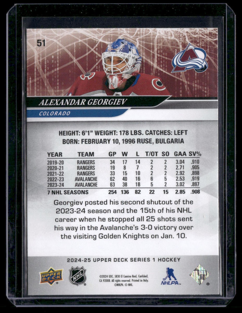 Alexandar Georgiev 2024-25 Upper Deck #51 Colorado Avalanche | eBay