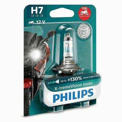 Lámpara Philips H7 12v 55w X-treme Vision Moto + 130%