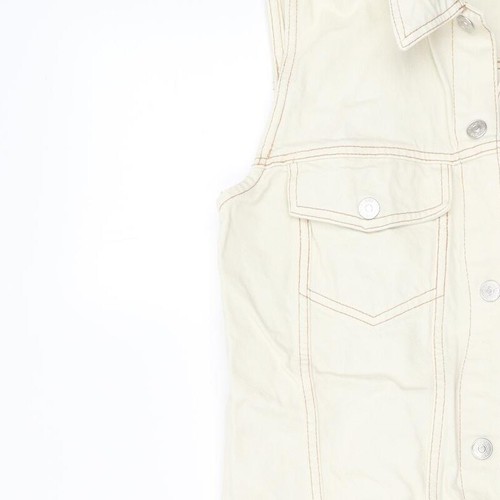 Zara Womens Ivory Cotton Blend Pinafore/Dungaree Dress Size M Collared - Picture 7 of 10