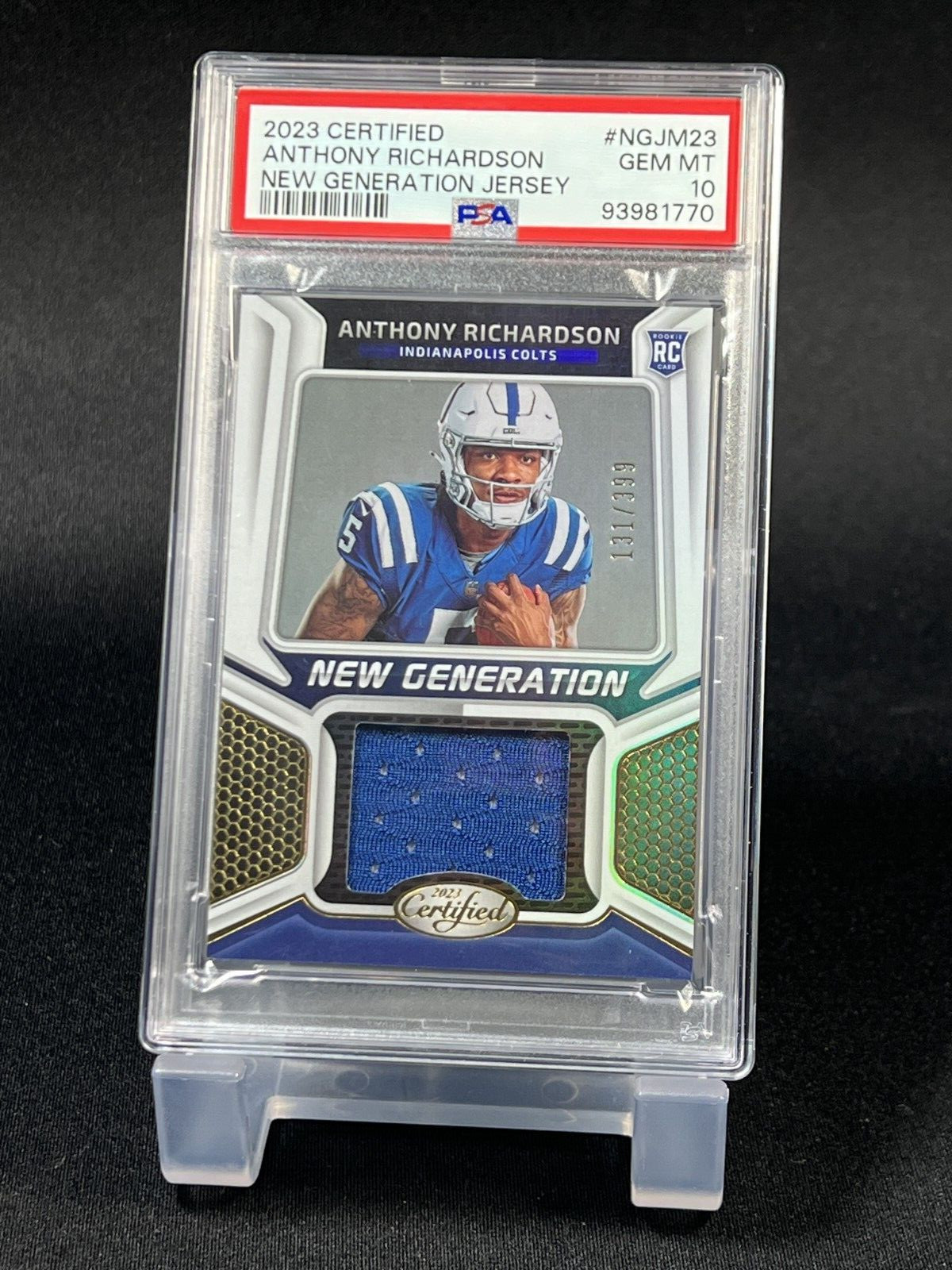 2023 Panini Certified Anthony Richardson RC /399 New Gen Jersey PSA GEM MT 10