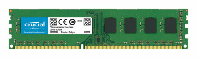 Barrette De RAM Crucial DDR3 8GB 1600MHz - PC3-12800, Non-ECC, Unbuffered, Pour PC De Bureau