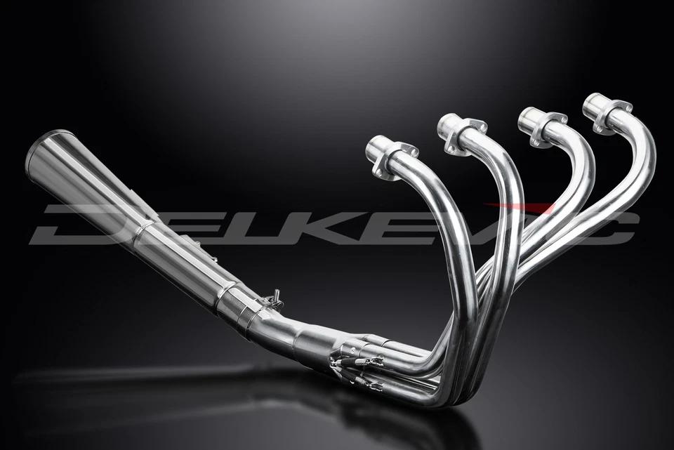Silenciador megáfono clásico de acero inoxidable 4-1 escape completo Delkevic Honda CB400F 75-77 Delkevic Foto 4 de 4