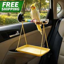 Window Bird Perch with Suction Cup Tray for Cockatiel Parakeet Conure Parrot Cag
