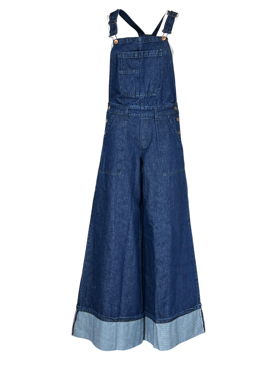 Noir 'N' Bleu Women's Denim Stone Washed Wide Leg Overalls Alba Made In Italy