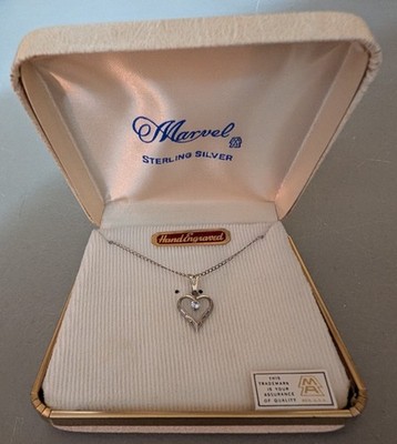 Vintage Marvel 18'' Sterling Silver Necklace with Sterling Silver Heart Pendant