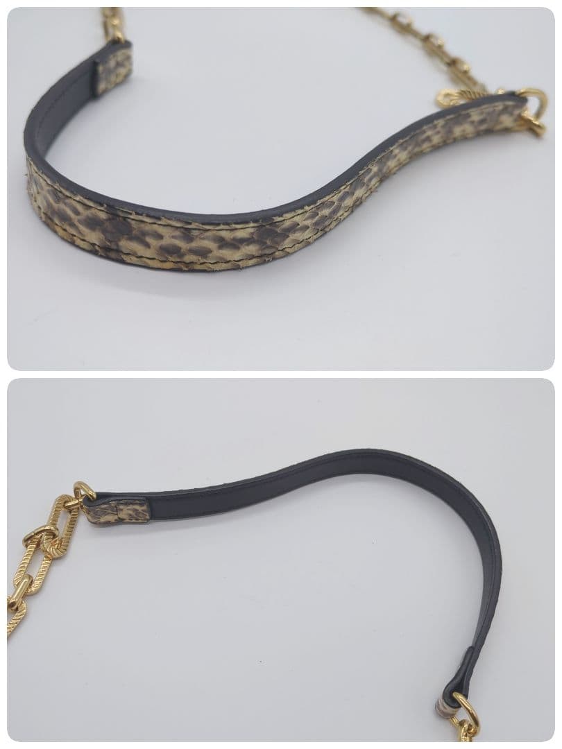 Gucci Wolf Python Shoulder Bag Chain Pearl Gold U… - image 9