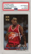 Allen Iverson 1996 Stadium Club Autograph Rookie Card #R1 PSA/DNA (Streaky Auto). rookie card picture