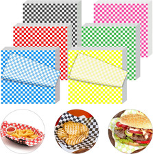 120 Pcs Wax Paper Sheets, 12X12 in Checkered Food Basket Liners, Deli Sheets