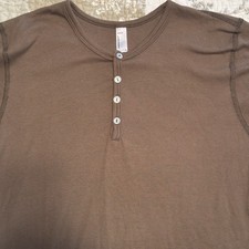 American Apparel Thermal Henley Dexter Morgan Kill Shirt Large Brown Made In USA