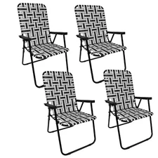 Portable – Retro Style High Back Design – Outdoor Webbed Chair for Backyard, ...