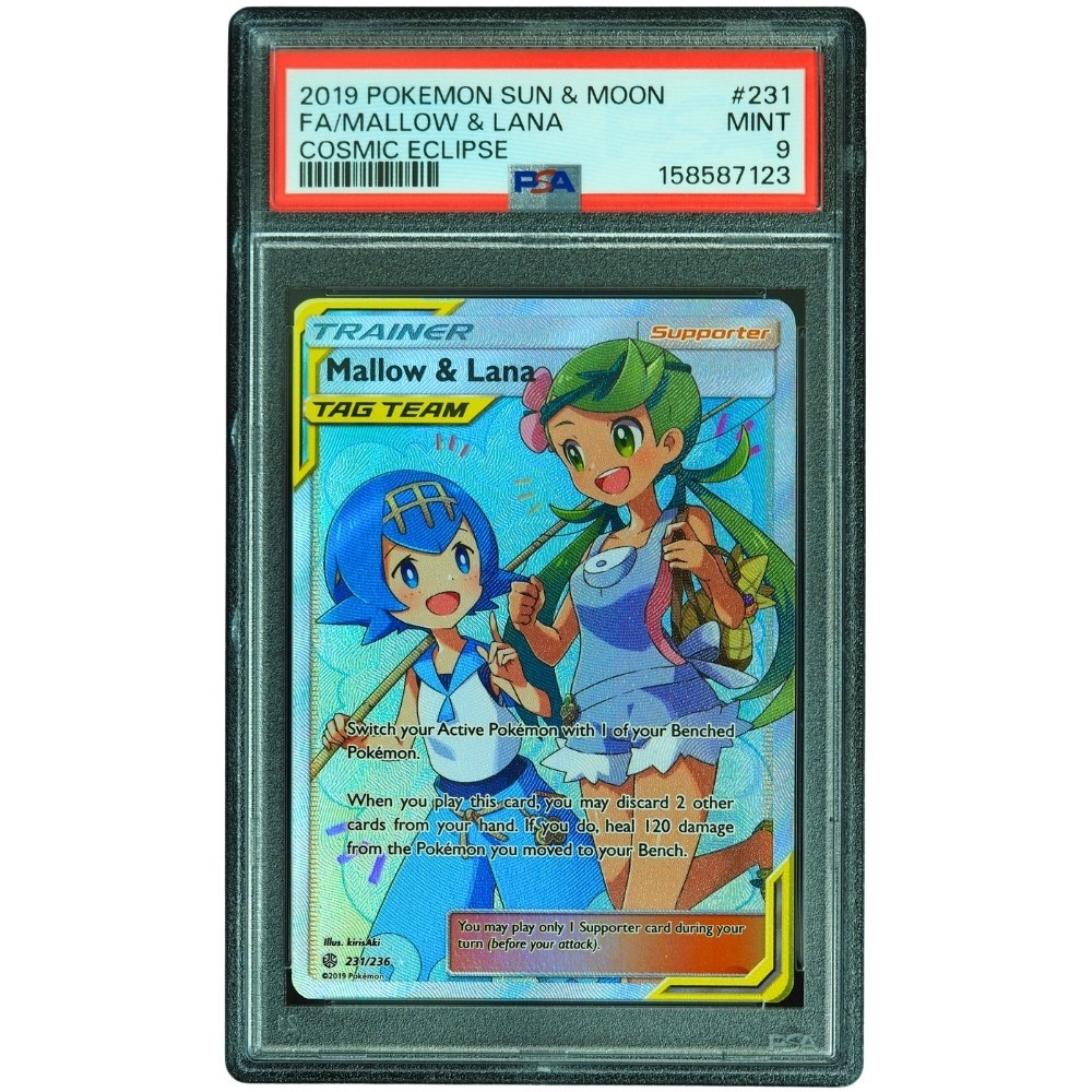 Mallow & Lana #231/236 Cosmic Eclipse UR Holo PSA 9 Pokemon Card*TE