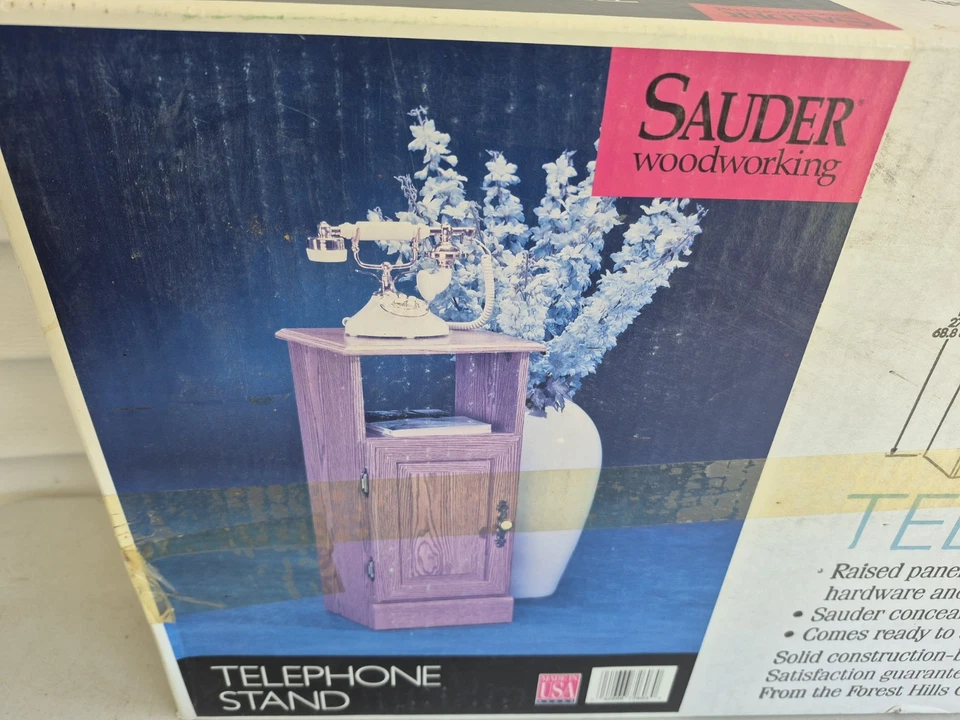SOPORTE TELEFÓNICO VINTAGE SAUDER WOODLAND ACABADO ROBLE MODELO 2603 NUEVO EN CAJA Foto 2 de 4