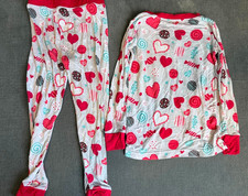 Little Sleepies Valentines Day Hearts Pajamas 2T GUC