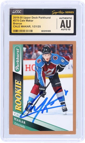 Cale Makar Avalanche Signed 2019-20 Upper Deck Parkhurst #275 CGC 10 Rookie Card