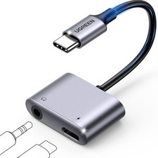 Image of USB C to 3.5mm Jack and Charger Adapter DAC PD 60W Fast Charge Type C Aux