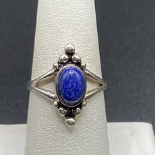 Designer Sterling Silver Lapis Ring - Size 7 3/4