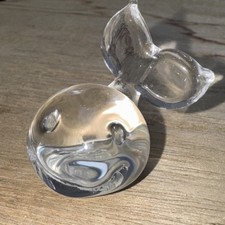 Miniature Glass Happy Little Smiling Whale Figurine/Psperweight 1x1.25&rdquo;