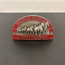 VINTAGE Budweiser Beer 3-D Clydesdale Wagon Belt Buckle W-42